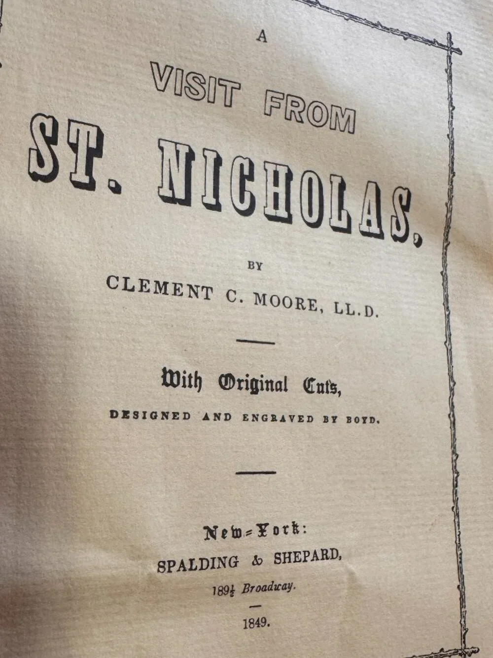Clement C Moore A Visit From St Nicholas 1849 Facsimile Christmas Booklet